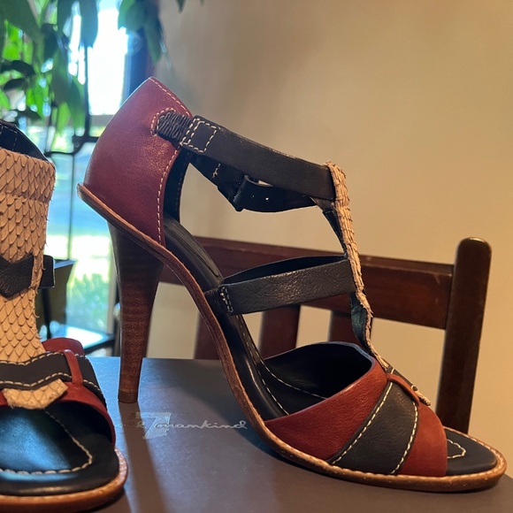 7 For All Mankind Multicolor Leather Ankle Strap 4" Sandal W/ Box & Dustbag--8.5 - Picture 1 of 9